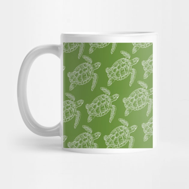 turtle aloha print pattern hawaii green and white by maplunk